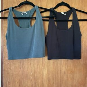 Pact Organic Cotton Racerback Tops in Green and Black